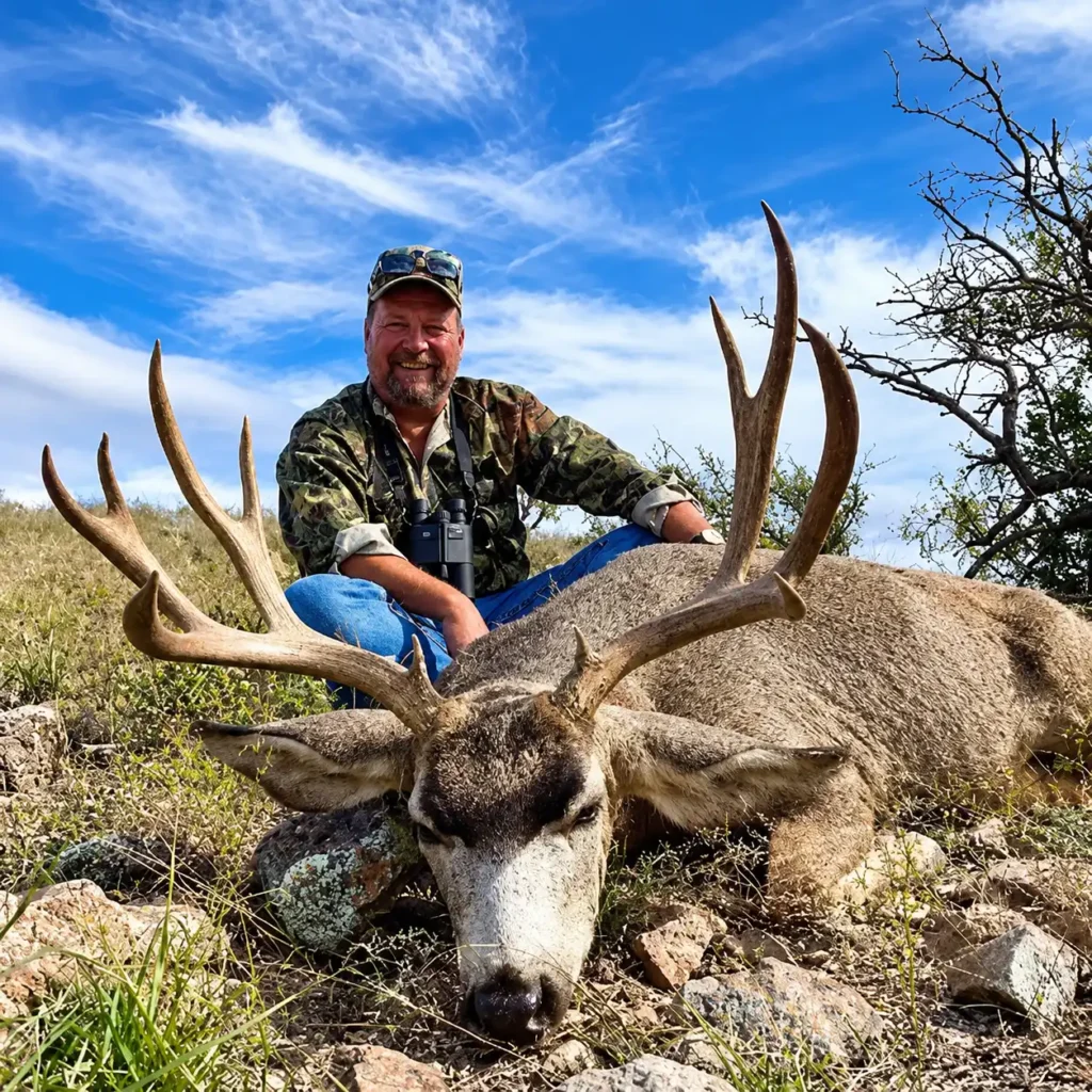Proud Hunter and Majestic Mule Deer